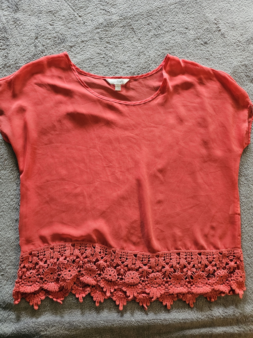 Charming Charlie Red Crochet-Hem Crop Top